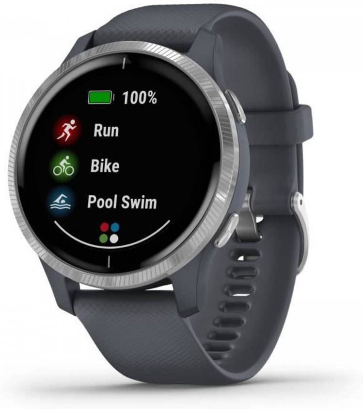 Garmin Venu Gps smartwatch Met Amoled scherm Zilver/Granietblauw