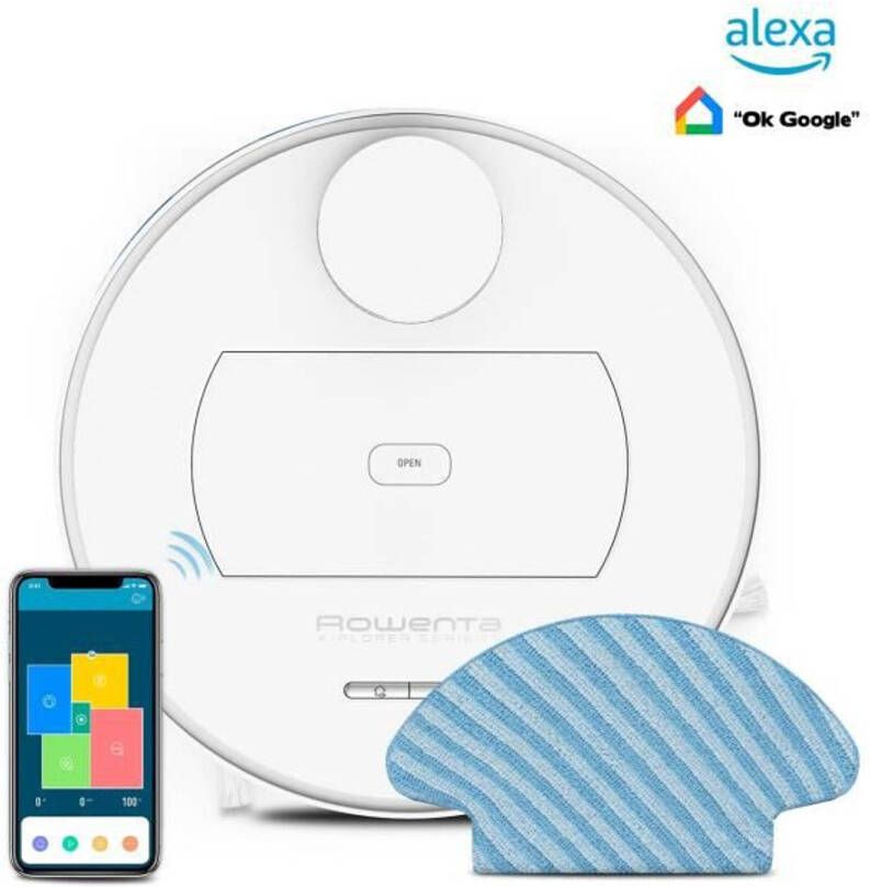 Rowenta Nat droog robotstofzuiger X Plorer serie 75, RR7687 Zeer nauwkeurige navigatie, allergie kit en animal Care, 4 in 1 reinigingsresultaat, smartphone & Voice Assistant compatibel