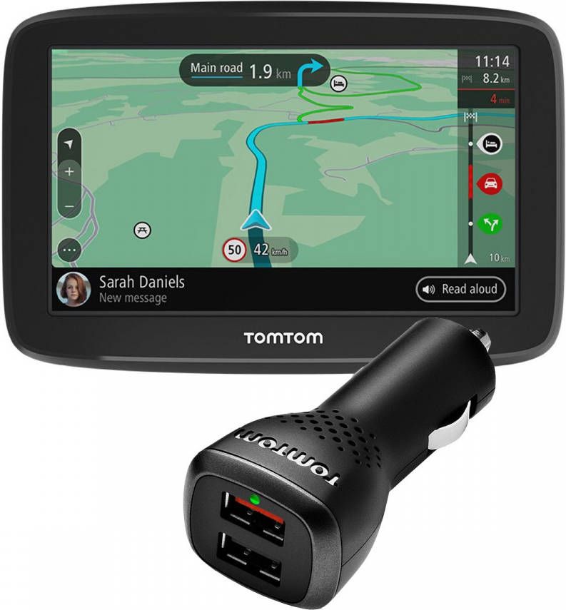 Tomtom Go Classic 6" met dubbele autolader 2.4a Autonavigatie Zwart